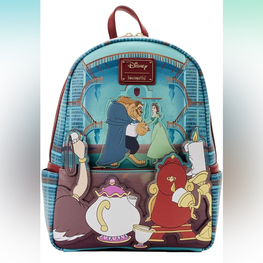 Loungefly Beauty and the Beast Fireplace Scene Double Strap Shoulder Bag